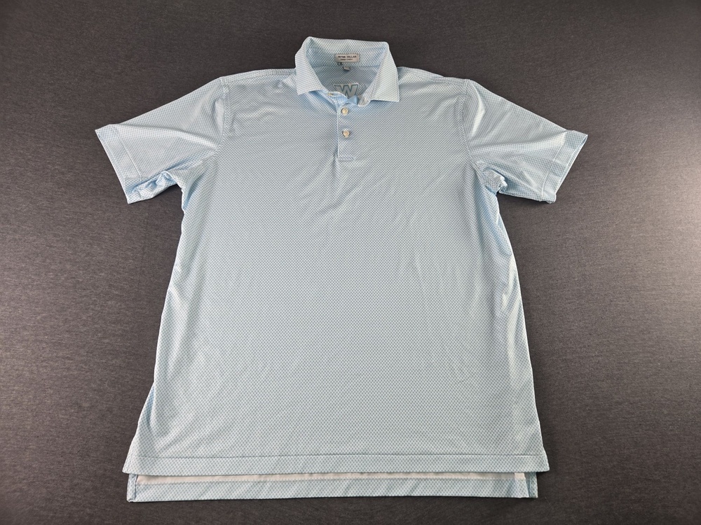Peter Millar Polo Shirt Mens Large Blue Geometric Summer Comfort Golf Stretch